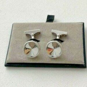 Massimo Dutti Engraved Logo  Round Cufflinks Silver